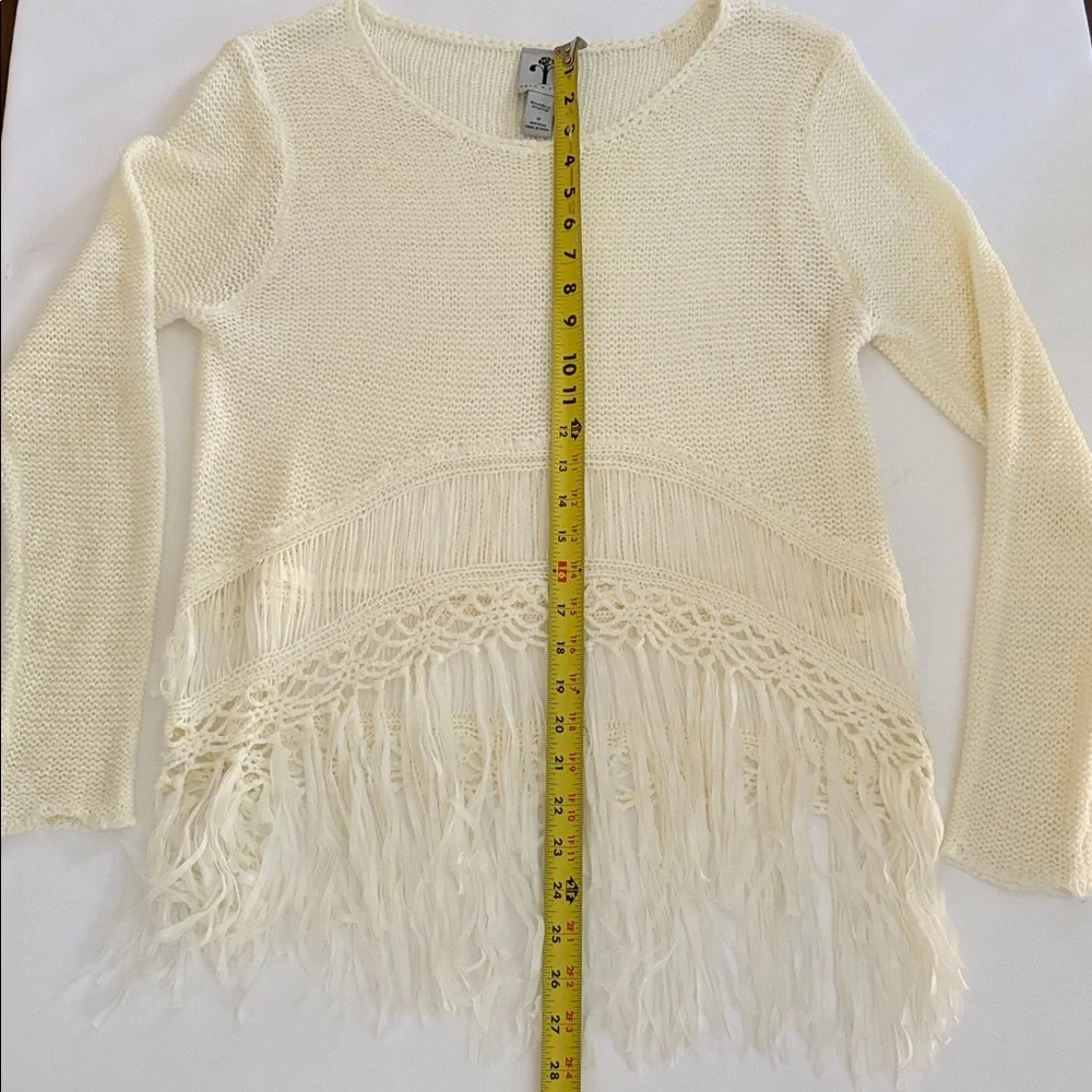 Rain + Rose Sweater Ivory Knit Sweater with Fringe NWOT size Medium - Picture 7 of 9